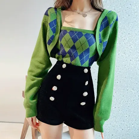 粉红大布娃娃春气质高腰短裤女图片