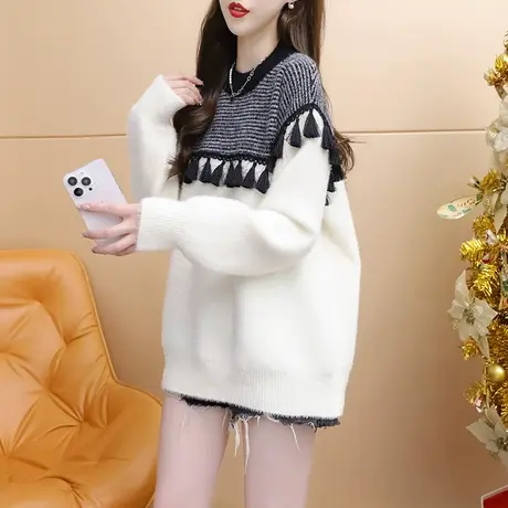 设计感毛衣女2024年新款春季爆款时尚洋气减龄宽松慵懒风百搭上衣商品大图