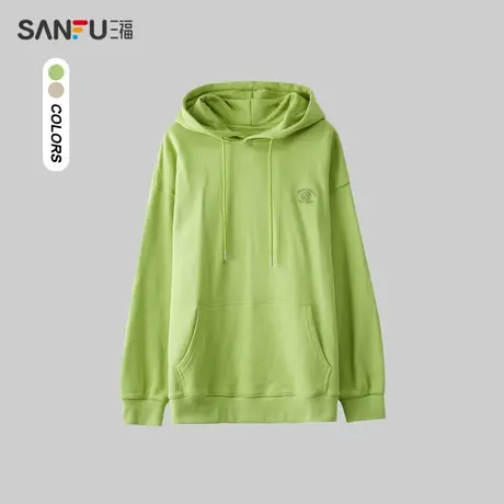 三福2024春季男士前后洗水印花卫衣 潮流个性连帽上衣男481242商品大图