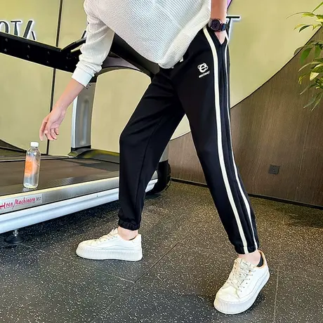 2023休闲裤男春秋季哈伦宽松运动长裤潮牌束脚裤条纹卫裤帅气百搭商品大图