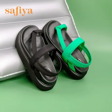 Safiya/索菲娅凉拖女夏季新潮小众设计感夹趾松糕厚底凉鞋商品大图