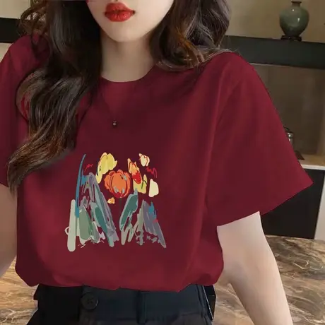 2024龙年新款T恤男女过年红色短袖大码本命年喜庆纯棉打底短袖潮图片