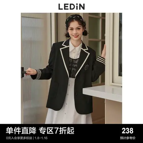乐町学院风西装春季外套女宽松C5BAC3H01图片