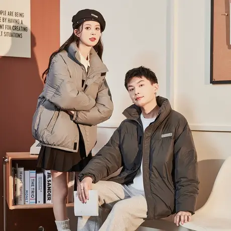 唐狮2024新款情侣羽绒服男女立领面包服休闲短款保暖加厚外套1.26图片