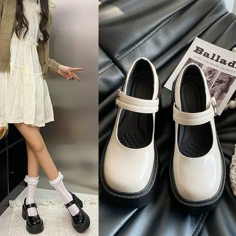 防水台粗跟玛丽珍鞋女鞋子高跟鞋2024春季新款厚底小皮鞋女款单鞋图片