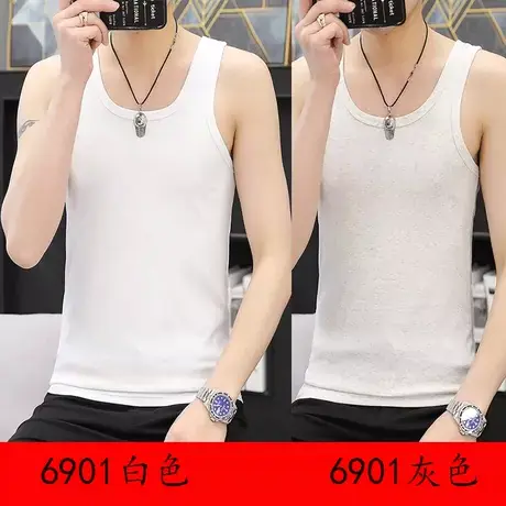 背心男纯棉上衣夏装纯色半袖内搭白色坎肩休闲无袖T恤潮晨跑汗衫图片