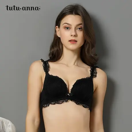 tutuanna内衣女 春夏薄款棉质三角无钢圈文胸性感优雅专柜同款图片