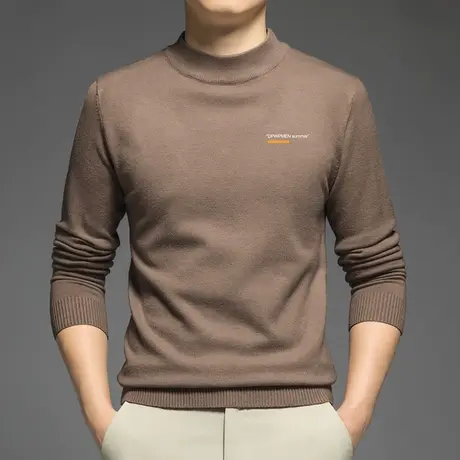 半高领毛衣男秋冬季针织衫潮流修身内搭中领打底衫毛线衣印花毛衫图片