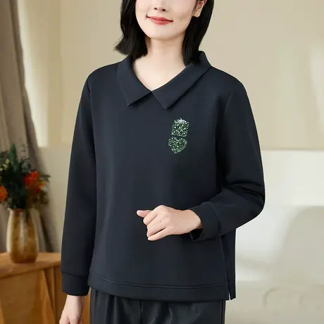 翻领短款卫衣女春秋2023年新款时尚宽松休闲女装洋气百搭大码外套图片