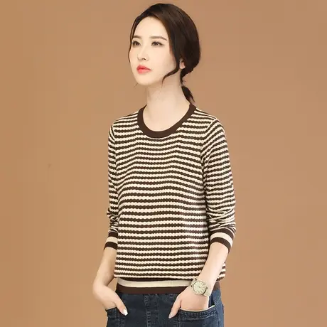 韩潮袭人条纹宽松长袖百搭针织衫上衣女2023秋季新款百搭显瘦毛衣图片