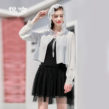 连帽防晒衣女长袖仙女薄款超仙透气洋气雪纺小披肩夏百搭短款外搭图片