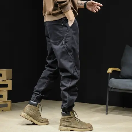 黑色工装裤男秋冬2023新款潮牌束脚男裤大码秋款休闲加绒裤子秋季商品大图