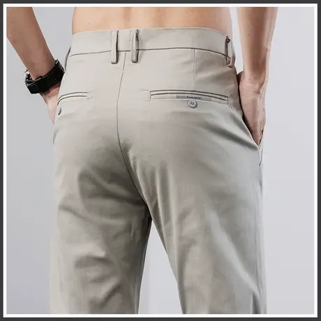 夏季卡其色休闲裤男士直筒宽松春秋款2023新款男裤子工作上班西裤商品大图