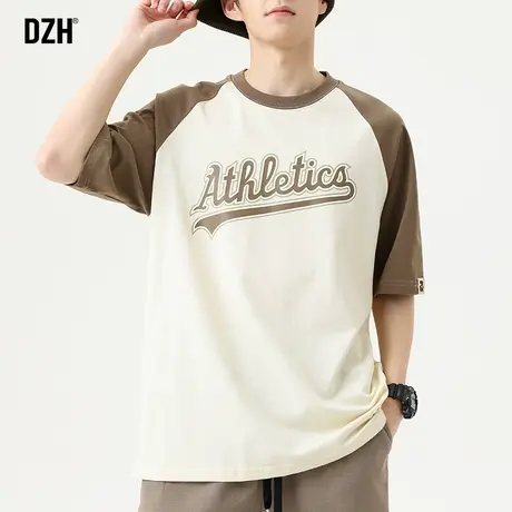 男士美式短袖夏季男款重磅t恤男纯棉半袖宽松上衣2023新款情侣装商品大图