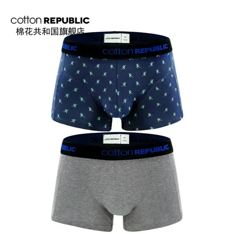 Cotton Republic/棉花共和国男士棉质性感印花中腰平角内裤2条装图片
