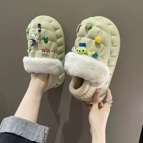可拆卸棉拖鞋女2025秋冬新款包跟可爱保暖月子鞋ins潮外穿毛毛拖商品大图