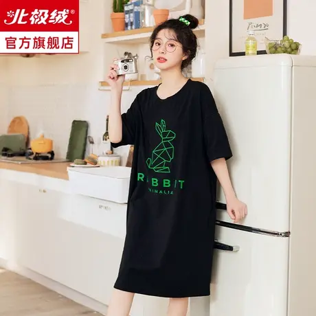 短袖睡裙女夏款宽松仿纯棉薄款甜美可爱外穿学生宿舍家居服睡衣ys商品大图