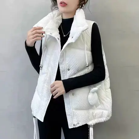 羽绒棉马甲女短款2023年秋冬新款洋气百搭无袖棉服宽松马夹外套潮图片
