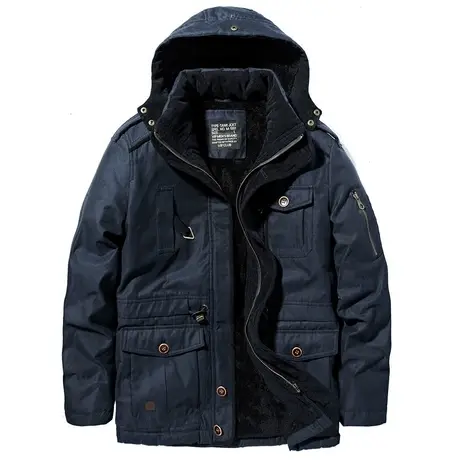 VIP冬季棉衣男青年中长款加绒加厚棉袄工装外套大码冬装保暖棉服商品大图