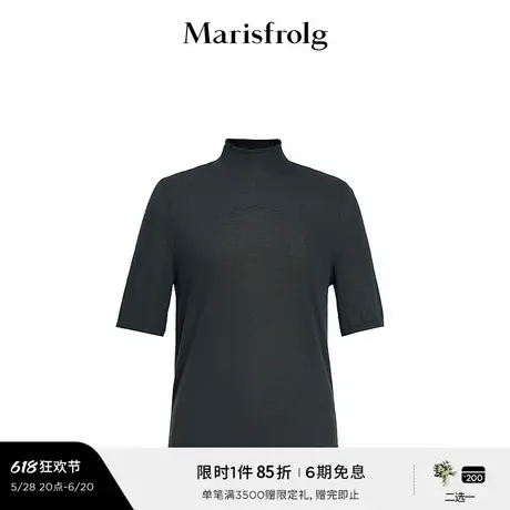 玛丝菲尔冬纯山羊绒保暖小高领针织衫修身T恤通勤打底衫商品大图