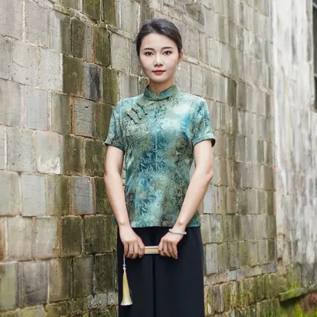 筠雅夏季新款唐装女中国风改良旗袍上衣显瘦百搭新中式女装24J212商品大图