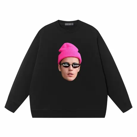 秀洛贾斯汀比伯Justin Bieber同款人像圆领卫衣粉丝周边纯棉衣服商品大图