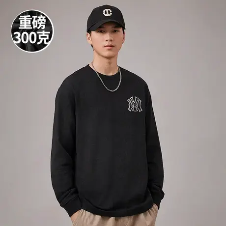 100%纯棉300g重磅青少年胖子加肥加大码男装特大码打底衫长袖T恤商品大图