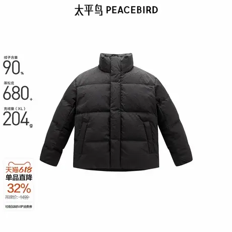 【商场同款】太平鸟男装羽绒服24冬季新款压花面包服潮 B1ACE4448商品大图