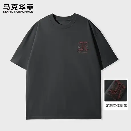 马克华菲美式街头刺绣短袖t恤男款夏季潮牌复古宽松体恤2025新款图片