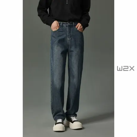 w2x春秋季牛仔裤男美式高街复古青年男裤子时尚百搭休闲长裤商品大图
