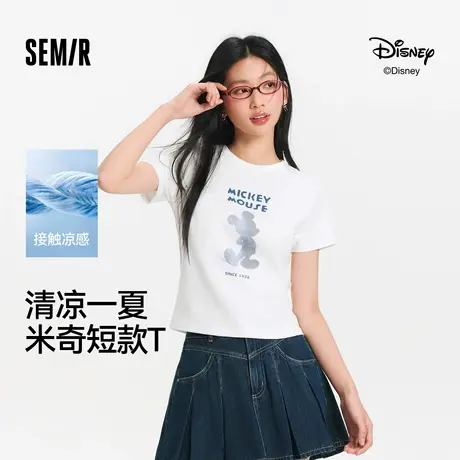 [商场同款]森马迪士尼合作系列短袖T恤女短款2025夏新款凉感上衣图片