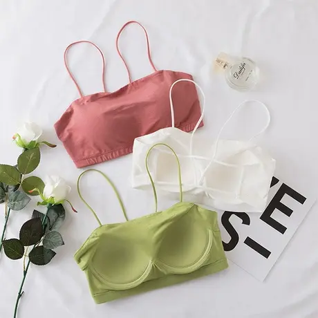 美背吊带背心网红爆款文胸一体内衣女裹胸防走光内搭打底细带抹胸商品大图