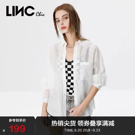 LINCCHIC金羽杰衬衫女舒适简约休闲百搭白衬衫防晒衫女S222SH391图片