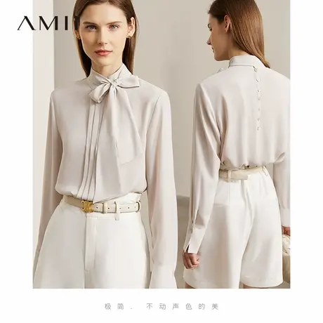 Amii2025夏季新款立领绑带雪纺衫女别致小衫高级感衬衫法式上衣图片