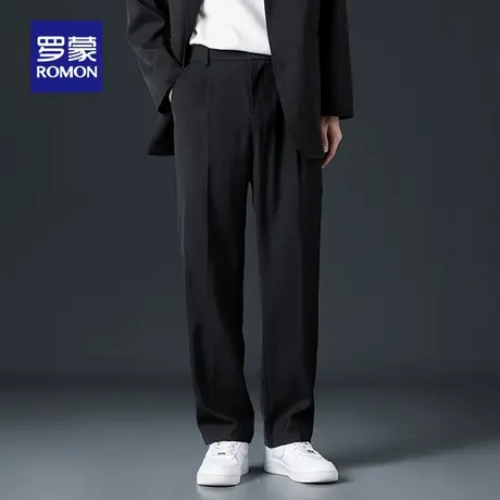 罗蒙男士日常百搭休闲裤2025秋季新款简约宽松直筒裤弹力顺滑长裤图片