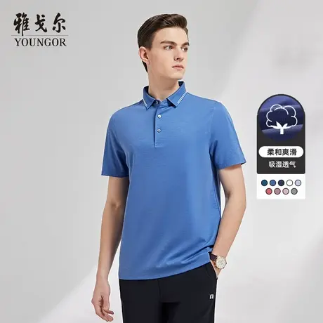 雅戈尔奥莱 男装短袖T恤宾霸翻领宽松凉感透气polo衫图片