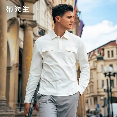 MrBu布先生时尚翻领长袖T恤双口袋2025秋季新款速干男上衣BT16856商品大图