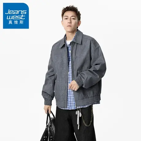 N5真维斯外套男2025新款秋季美式潮牌时尚休闲翻领男士春秋装夹克商品大图