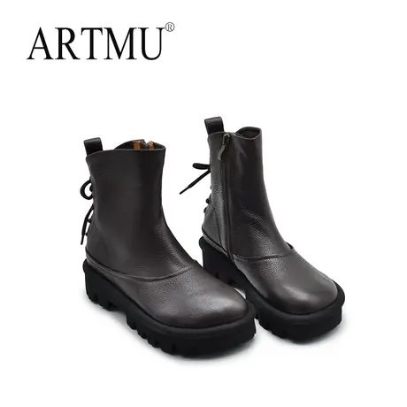Artmu阿木原创复古厚底马丁靴2023年秋冬新款靴子英伦绑带女靴子图片