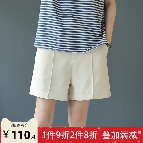 宝诗黎休闲口袋新款短裤女2023宽松时尚夏季高腰薄款气质阔腿裤子商品大图