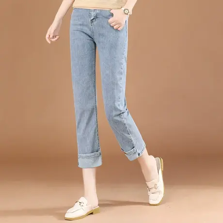 韩潮袭人宽松休闲九分牛仔裤女2023夏新款薄款修身显瘦直筒烟管裤图片