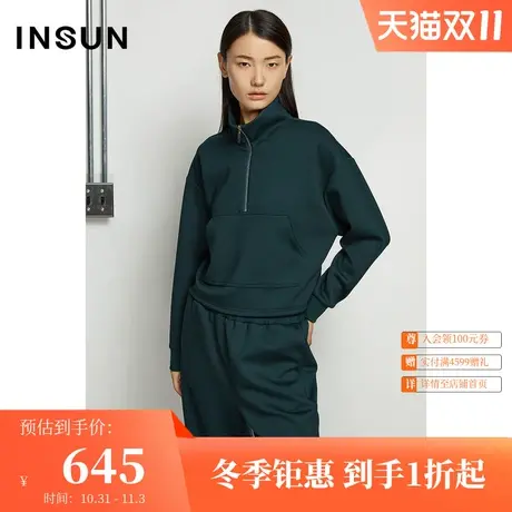 恩裳春季气质立领高领短款宽松休闲卫衣上衣女图片