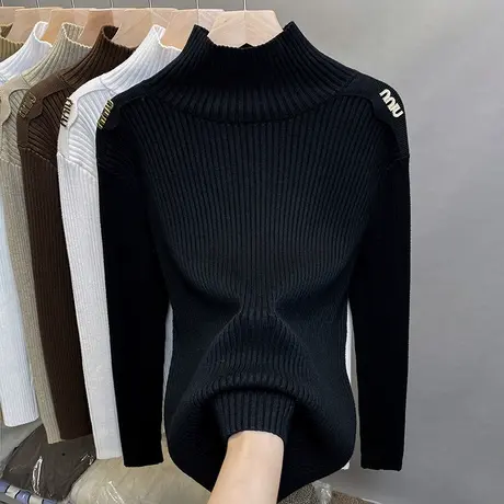 高领毛衣女打底衫2023秋冬新款套头外穿针织衫弹力内搭洋气上衣潮商品大图