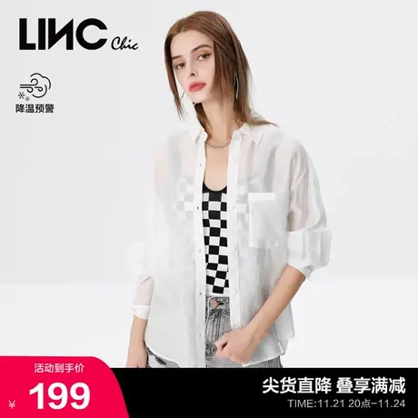 LINCCHIC金羽杰衬衫女舒适简约休闲百搭白衬衫防晒衫女S222SH391商品大图