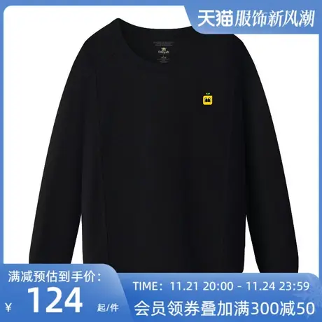 Ohlyah2023秋冬季女装圆领套头加绒卫衣长袖韩版学生宽松上衣简约商品大图