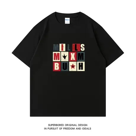 夏季ins港风潮牌字母纯棉短袖t恤男潮流宽松休闲半袖体恤上衣商品大图