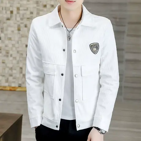 外套男春秋季潮牌虎头图案2022新款男装灯芯绒夹克休闲工装上衣服商品大图