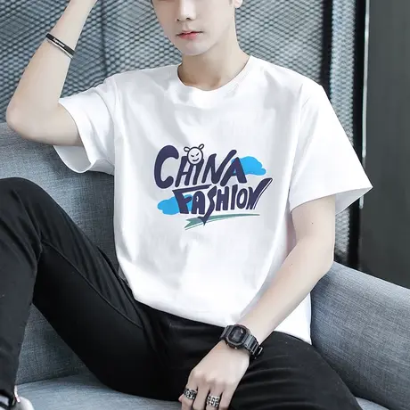 夏季薄款短袖t恤男潮牌青少年半袖体恤初中高中学生帅气夏装上衣商品大图