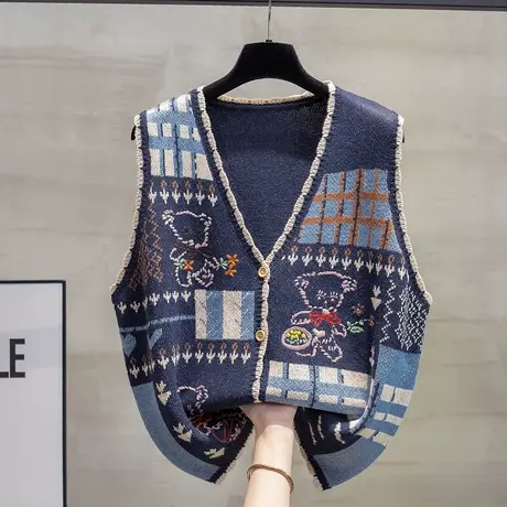 v领针织开衫马甲背心女2025春秋新款宽松外穿马夹外搭毛衣坎肩潮商品大图