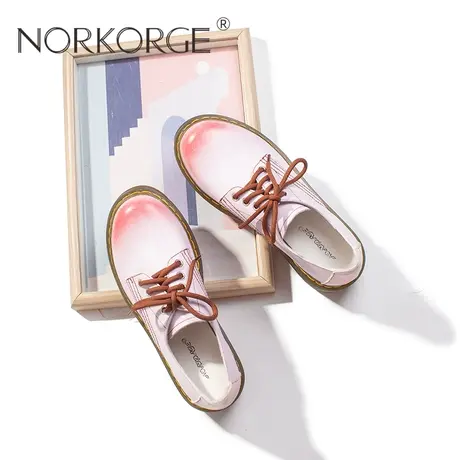 2024新款小众设计春秋复古蜜桃粉系带单鞋女鞋真皮圆头厚底小皮鞋商品大图